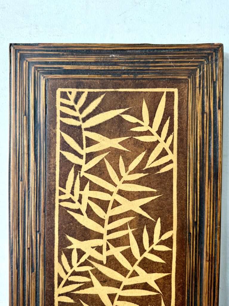 Boho style decor wall panel set of two featuring leaf pattern wood made - Image 6
