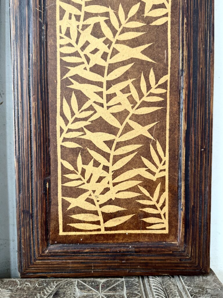 Boho style decor wall panel set of two featuring leaf pattern wood made - Image 7
