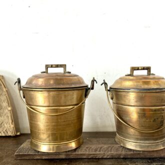 Classic golden brass Vari Bucket Thooku Raja Rani set of two