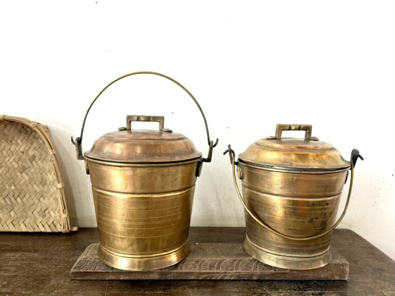 Classic golden brass Vari Bucket Thooku Raja Rani set of two - Image 2