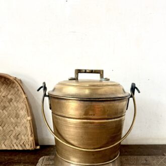 Antique largest size Vari Bucket Thooku Golden brass versatile storage canister