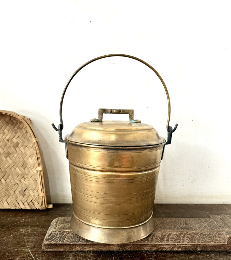 Antique largest size Vari Bucket Thooku Golden brass versatile storage canister - Image 2