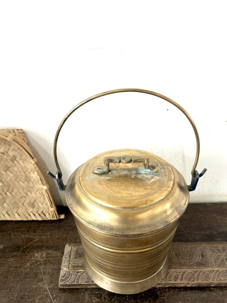 Antique largest size Vari Bucket Thooku Golden brass versatile storage canister - Image 4