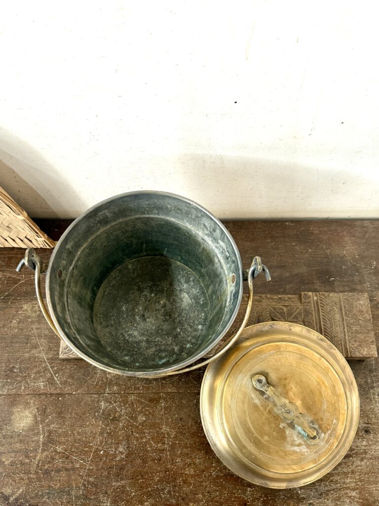 Antique largest size Vari Bucket Thooku Golden brass versatile storage canister - Image 5