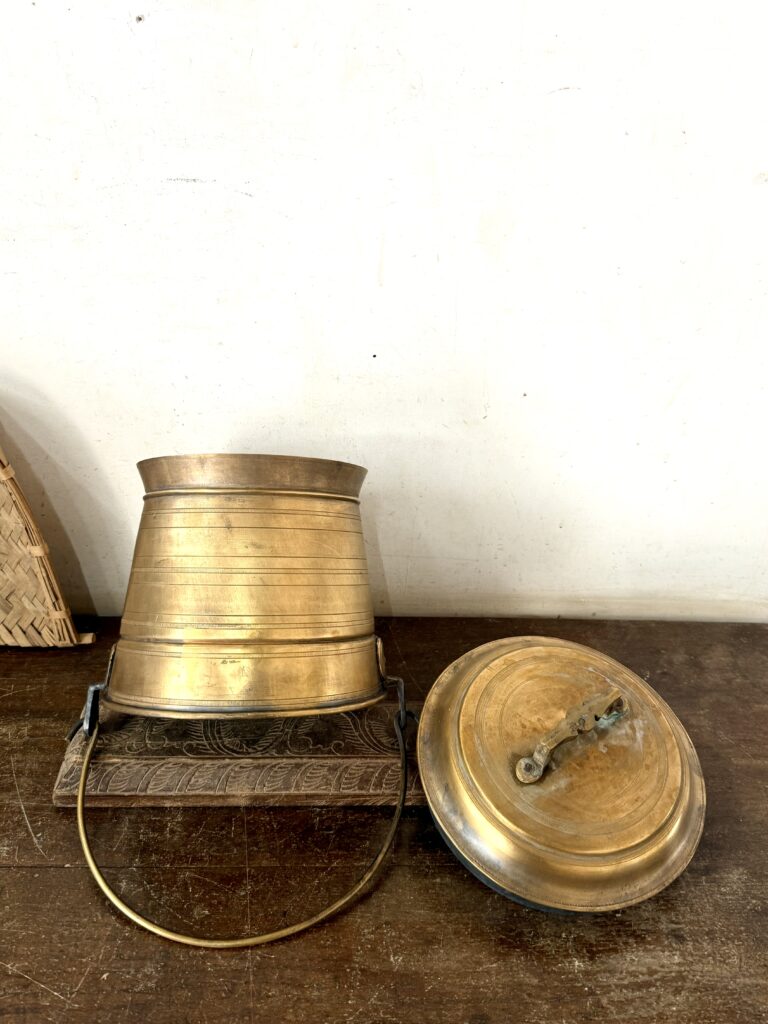 Antique largest size Vari Bucket Thooku Golden brass versatile storage canister - Image 3