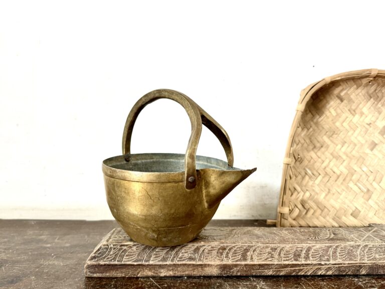 Classic Ghee heater/ pourer heavy brass with tin lined inners