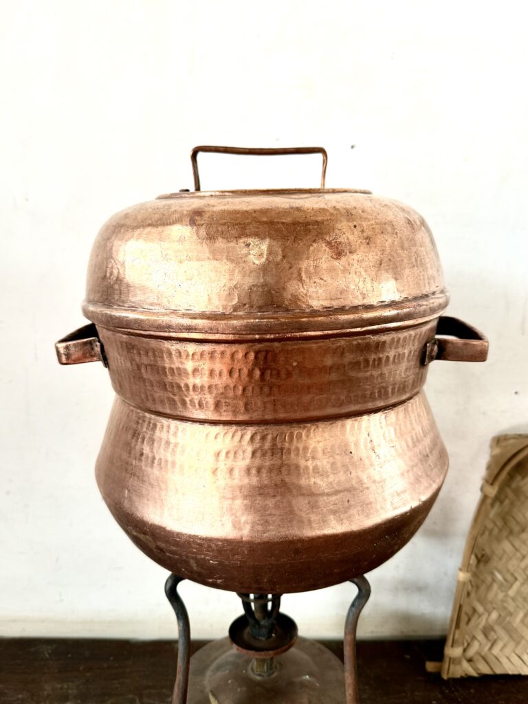 Kerala classic Copper Idly pot with idly steamer plate on top and perforated steamer dish At bottom - Image 4