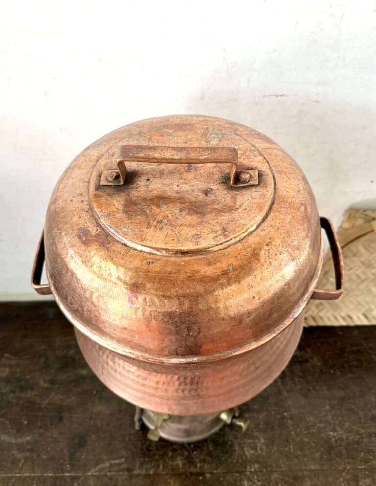 Kerala classic Copper Idly pot with idly steamer plate on top and perforated steamer dish At bottom - Image 5