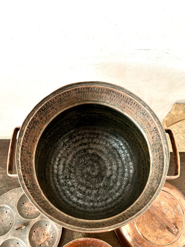 Kerala classic Copper Idly pot with idly steamer plate on top and perforated steamer dish At bottom - Image 8