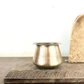 Classic brass Siru nei deksha pot used to store, reheat and serve ghee