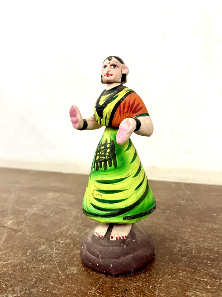 Tanjore damsel dancing doll features handmade, hand painted classic collectible