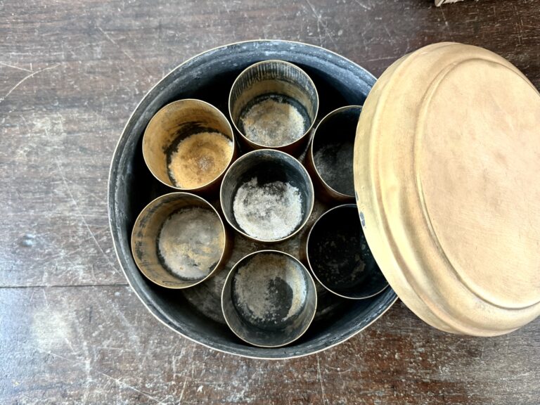 Classic golden brass spice box with 7 deep spice containers - Image 6