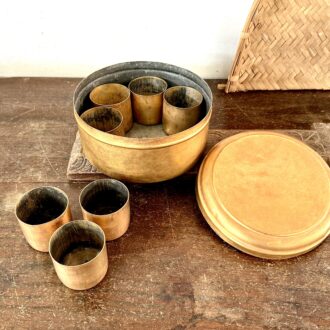 Classic golden brass spice box with 7 deep spice containers