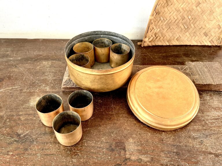 Classic golden brass spice box with 7 deep spice containers