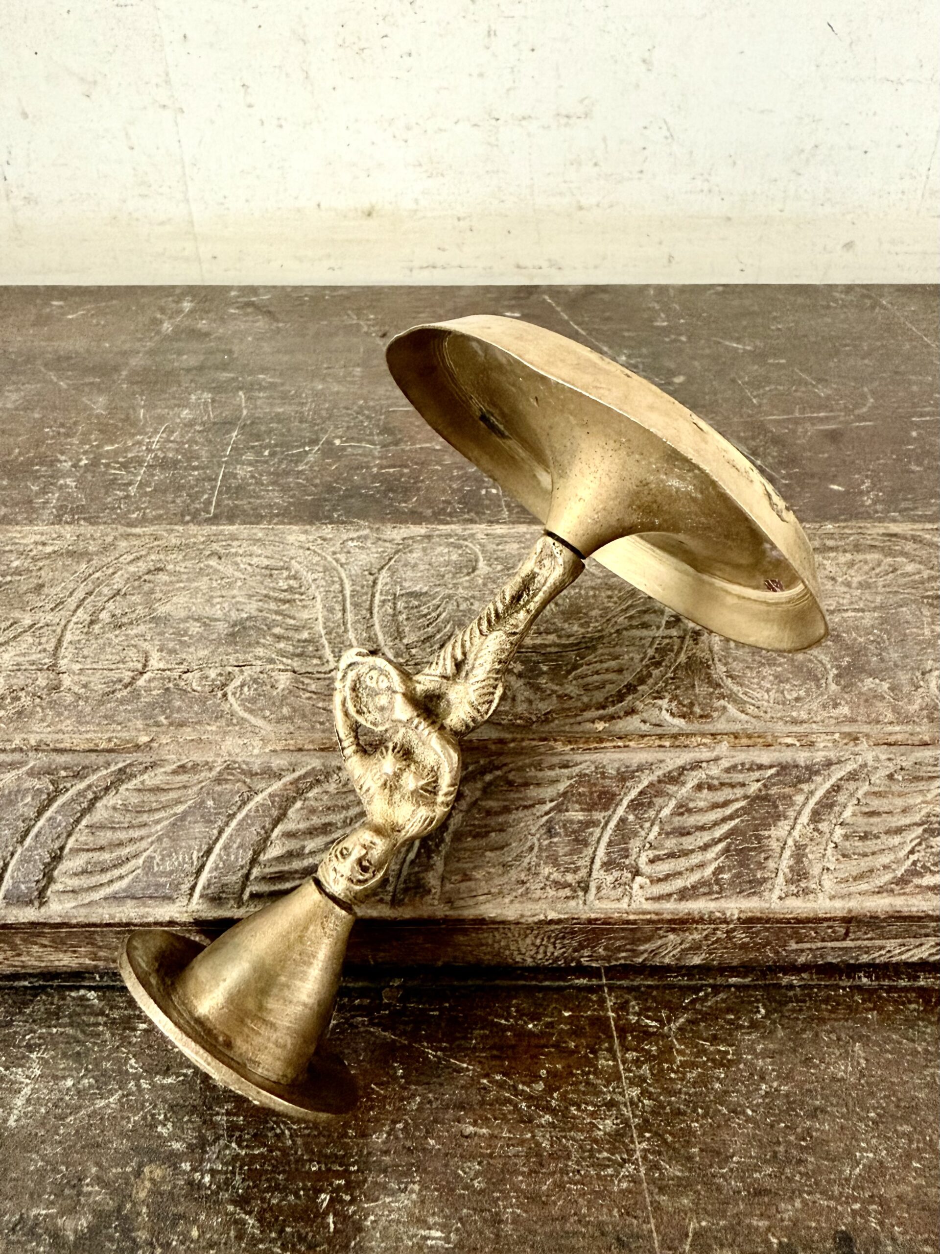 Classic lady with basket brass candle bar from Colonial era - Image 5