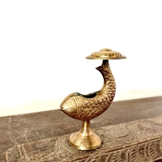 Rare ash tray featuring a gold fish with shade top golden bronze