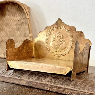 Vintage brass Pooja mandap Ganesh emboss, arched back