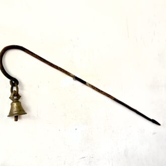 Antique Kings Arrival announcer bell 100+ years old Bell metal bell mounted on a curved Cast iron pole